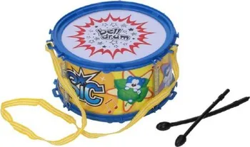 Hudební nástroj pro děti Wiky Plastový bubínek s popruhem a paličkami 16 x 9 cm