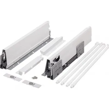 Nábytkové kování Plnovýsuv s tl. STRONG BOX 204/400mm - bílá dvojitý reling