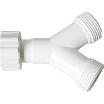 Zahradní hadice Plastová rozdvojka „Y" pro pračkové hadice Š3/4"xŠ3/4"xM3/4" bílá