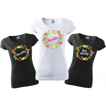 Trička svatba - Věneček, Barva látky růžová , Variant Tričko (Tým Nevěsty), Velikost M