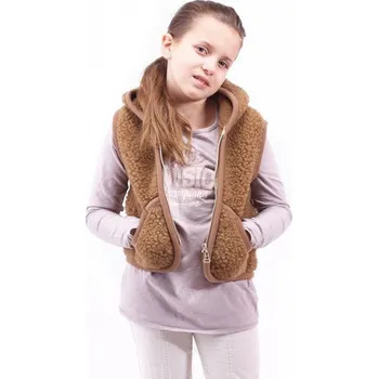 Dětská vesta z ovčí vlny M, hnědá (bez kapuce), Barevné varianty Hnědá, Velikosti M 200-100-00052