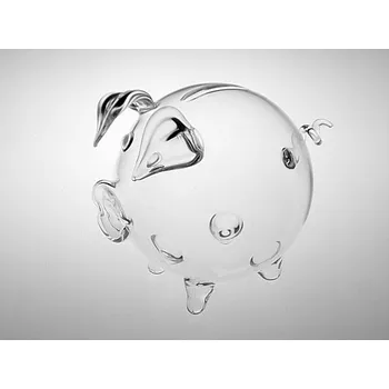 Váza Křišťálová skleněná kasička Prase čirá