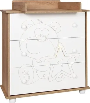 Dětská skříň New Baby Dětská komoda Medvídek s hvězdičkou dub