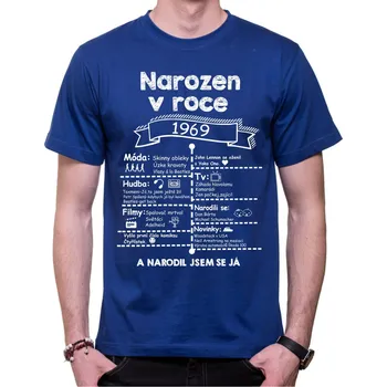 Pánské oblečení Retro tričko - Skvělý ročník 1969 , Barva látky tyrkysová modrá, Střih Dámsky, Velikost XL