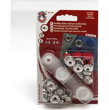 Knoflík Knoflíky stiskací červené, druky AM, průměr 15mm (v.6), 10ks