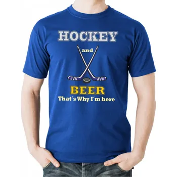 Pánské oblečení Tričko - Hockey and Beer, that's why i'm here, Barva látky tyrkysová modrá, Střih Dámsky, Velikost Dětské 110 cm/4léta