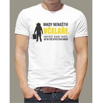 Pánské oblečení Včelářské tričko - Nikdy nenaštvi Včelaře, Barva látky tyrkysová modrá, Střih Pánsky/UNISEX, Velikost S