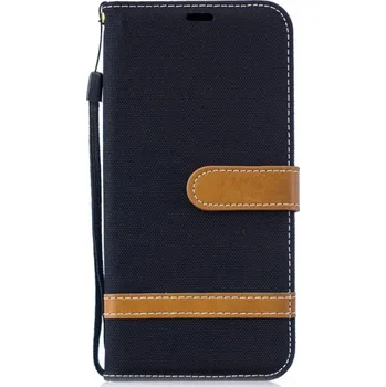 Pouzdro na mobilní telefon Flipové pouzdro s džínovinou a kůží pro Huawei P30 lite - černé