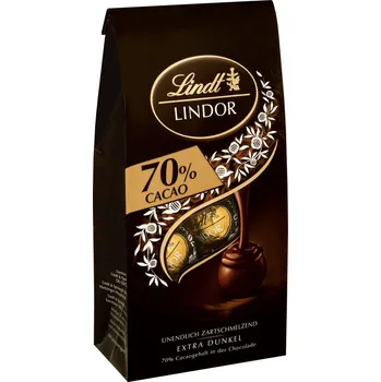 LINDT LINDOR ČOKOLÁDOVÉ KULIČKY HOŘKÁ ČOKOLÁDA 70%, 136g NĚMECKO!