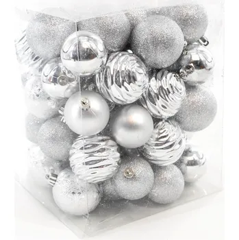Vánoční dekorace Baňky pvc 60ks/5-6cm stříbrná (774818)