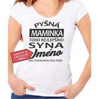 Tričko - Pyšná maminka toho nejlepšího syna, Barva látky tyrkysová modrá, Střih Dámsky, Velikost M