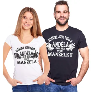 Pánské tričko Tričko - Požádal/a jsem boha o anděla a on mi seslal mou manželku/manžela, Barva látky růžová , Tričko Dámské tričko, Velikost L