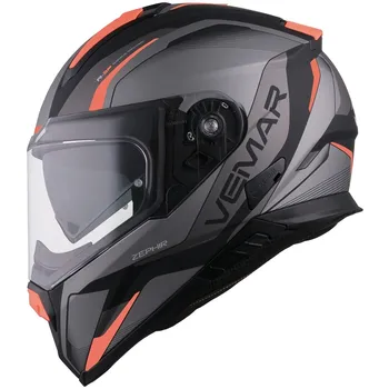 Helma na motorku Vemar Zephir Lunar oranžová/stříbrná/černá matná