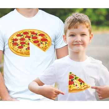 Pánská móda Rodinný pár triček - PIZZA (cena za 2ks), Barva látky tyrkysová modrá, Pánské tričko XXXL, Detské tričko Detské 110 cm/4roky