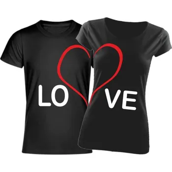 Pánské tričko Partnerské trička LOVE (dámské + pánské tričko) (cena za 2ks), Barva látky bílá, Dámské tričko S, Pánské tričko XS