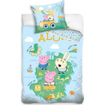 Povlečení Tiptrade Prasátko Peppa Aloha 140 x 200, 70 x 90 cm zipový uzávěr