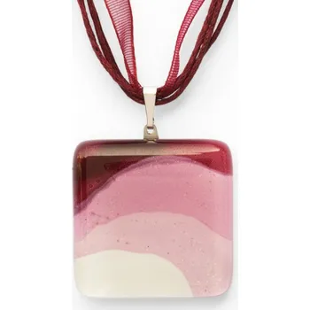 Přívěsek Skleněný přívěsek čtvercový růžový HELENE P1116