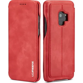 Pouzdro na mobilní telefon LC.Imeeke kožené flipové pouzdro pro Samsung Galaxy S9 - červené