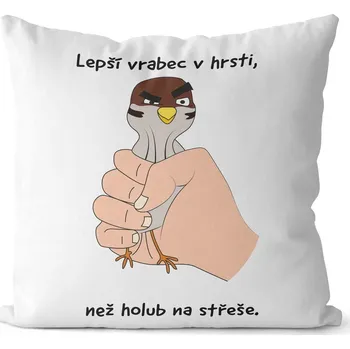 Dekorativní polštářek Polštář Vrabec v hrsti (Velikost: 40 x 40 cm)