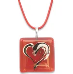 Skleněný přívěsek čtvercový červený SARAH P0902