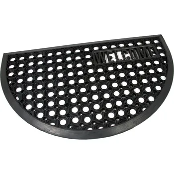 Rohožka Gumová venkovní půlkruhová vstupní rohož FLOMA Honeycomb Welcome - 45 x 75 x 1,5 cm