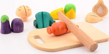 Dřevěná hračka Johntoys Dřevěná zelenina s prkénkem a nožem