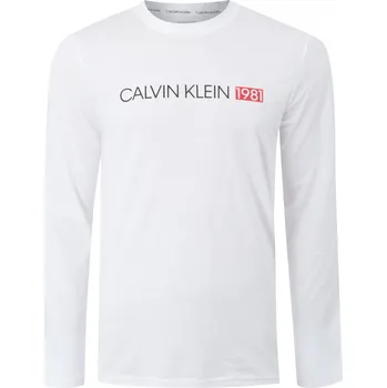 Pánské tričko Calvin Klein Pánské triko L/S Crew Neck NM1705E-100 bílé