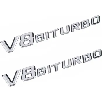 Znak automobilu Označení / Znaky / Nápisy / Logo na blatníky V8 BITURBO - stříbrné (chromové) EIC-131
