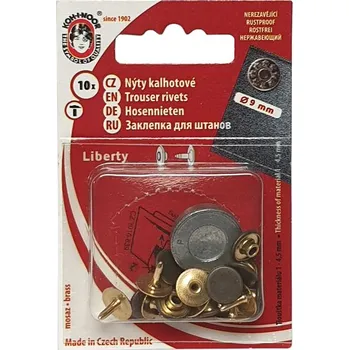 Nýt Nýt kalhotový plochý Ms průměr 9mm, staromosaz, 10ks