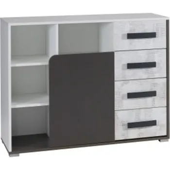 Komoda Nábytek PEGAS s.r.o. Komoda BRUCE R3, Bílá/Grafit/Enigma