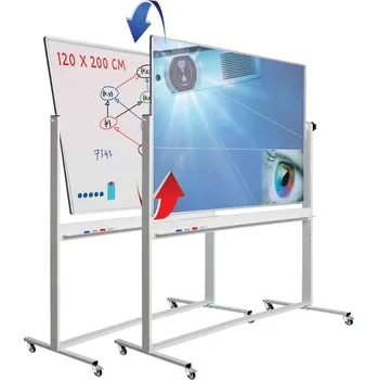 Projekční plátno SV Otočná projekční tabule - bílá/MICA - 200x120 cm - pojízdná