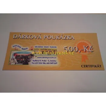 Dárková taška Dárková poukázka - certifikát-Dárková poukázka v hodnotě 500,-Kč