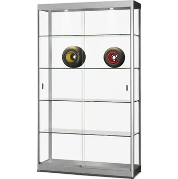 Prodejní regál MH Technic s.r.o. Skleněná vitrína 1200x2000x400 mm, s LED osvětlením, posuvné dveře, stříbrná