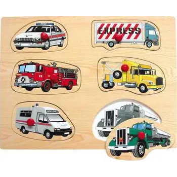 Vkládačky Dřevěné vkládací puzzle dopravní prostředky A 6 dílků