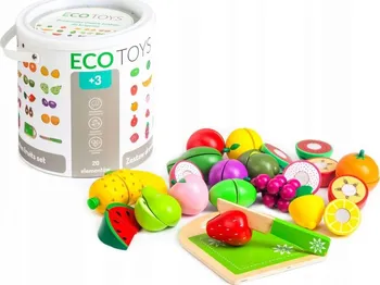 Dřevěná hračka Eco Toys Dřevěné ovoce v kyblíku 20 ks