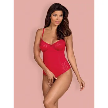 Dámské erotické body Pikantní body Jolierose teddy - Obsessive červená S/M