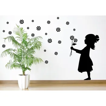 Samolepící dekorace Samolepky na zeď - Čtyřlístková holčička - S (20 x 30 cm)