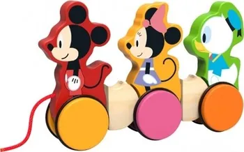 Dřevěná hračka Disney Tahací Mickey + Minnie + kačer Donald