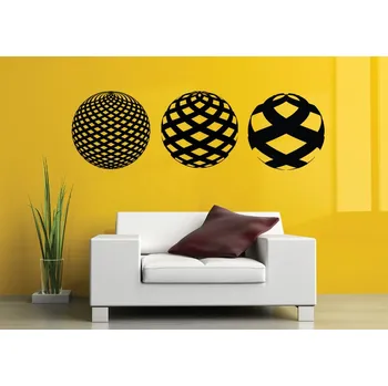 Samolepící dekorace Samolepky na zeď - 3D koule II - M