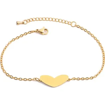 Náramek Šperky4U Zlacený ocelový náramek se srdíčkem - OPA1599-GD