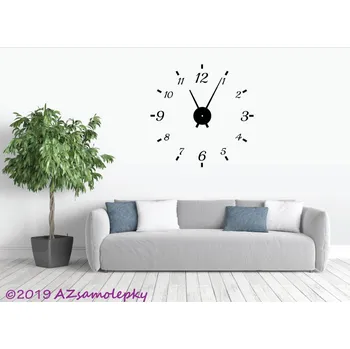 Hodiny Samolepicí hodiny na zeď - Klasik - kolekce L - černý hodinový strojek