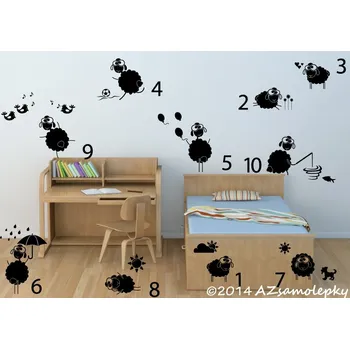 Samolepící dekorace Dětské samolepky na zeď - Počítání oveček - kolekce S