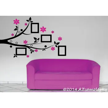 Samolepící dekorace Samolepky na zeď - Květinová větvička s FOTOrámečky - L