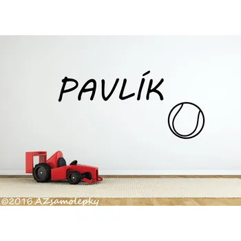 Samolepící dekorace Samolepky na zeď - Jméno - Tenisový míček - XL