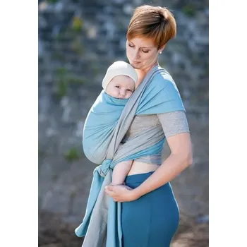 Šátek na nošení dítěte Storchenwiege Duet Leo tyrkys-šedá - délka 4,6m