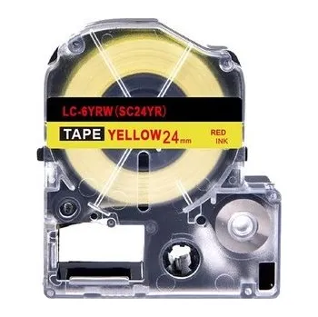 Pásek do tiskárny Epson LC-SC24YR, 24mm x 8m, červený tisk / žlutý podklad, kompatibilní páska