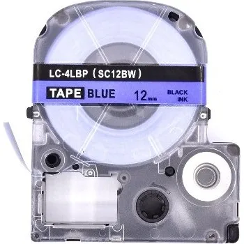 Pásek do tiskárny Epson LC-SC12BW, 12mm x 8m, černý tisk / modrý podklad, kompatibilní páska