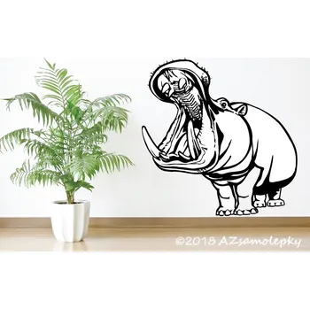 Samolepící dekorace Samolepky na zeď - Hroch II - L (80 x 82 cm)