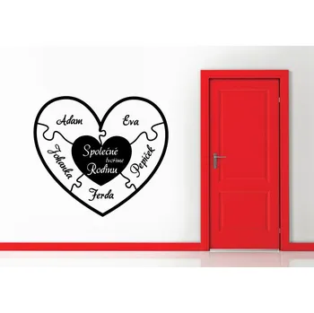 Samolepící dekorace Samolepky na zeď-Nápis-Rodinné srdce - M (45 x 40 cm)