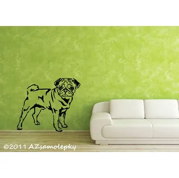 Samolepící dekorace Samolepky na zeď - Mops - S (24 x 20 cm)